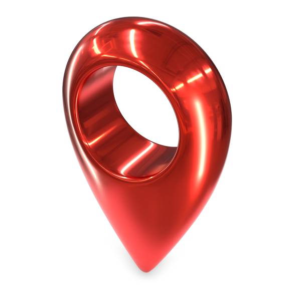 istock 3D render of red metallic map geo pin isolated on white 1317184570