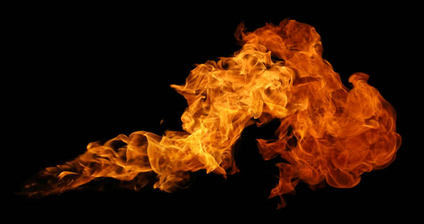istock Fire and burning flame of explosive fireball isolated on dark background for graphic design 1317190381