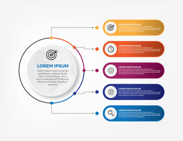 Gradient infographic design element, Info graphic template isolated on white background Gradient infographic design element, Info graphic template isolated on white background organization chart stock illustrations