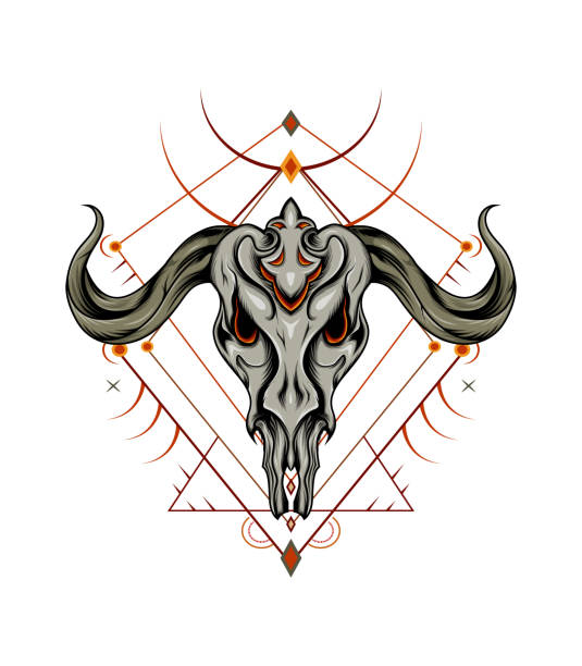 istock Texas Longhorn, Country Western Bull Cattle Vintage Label Logo Design template 1317195718