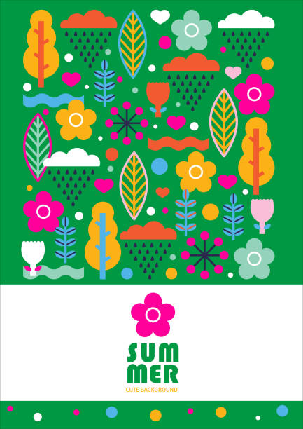 Summer poster in scandinavian style. Can be used in textile industry, paper, background, scrapbooking. swedish summer stock illustrations
