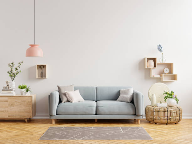 istock Living room interior wall mockup have sofa and decoration. 1317197179