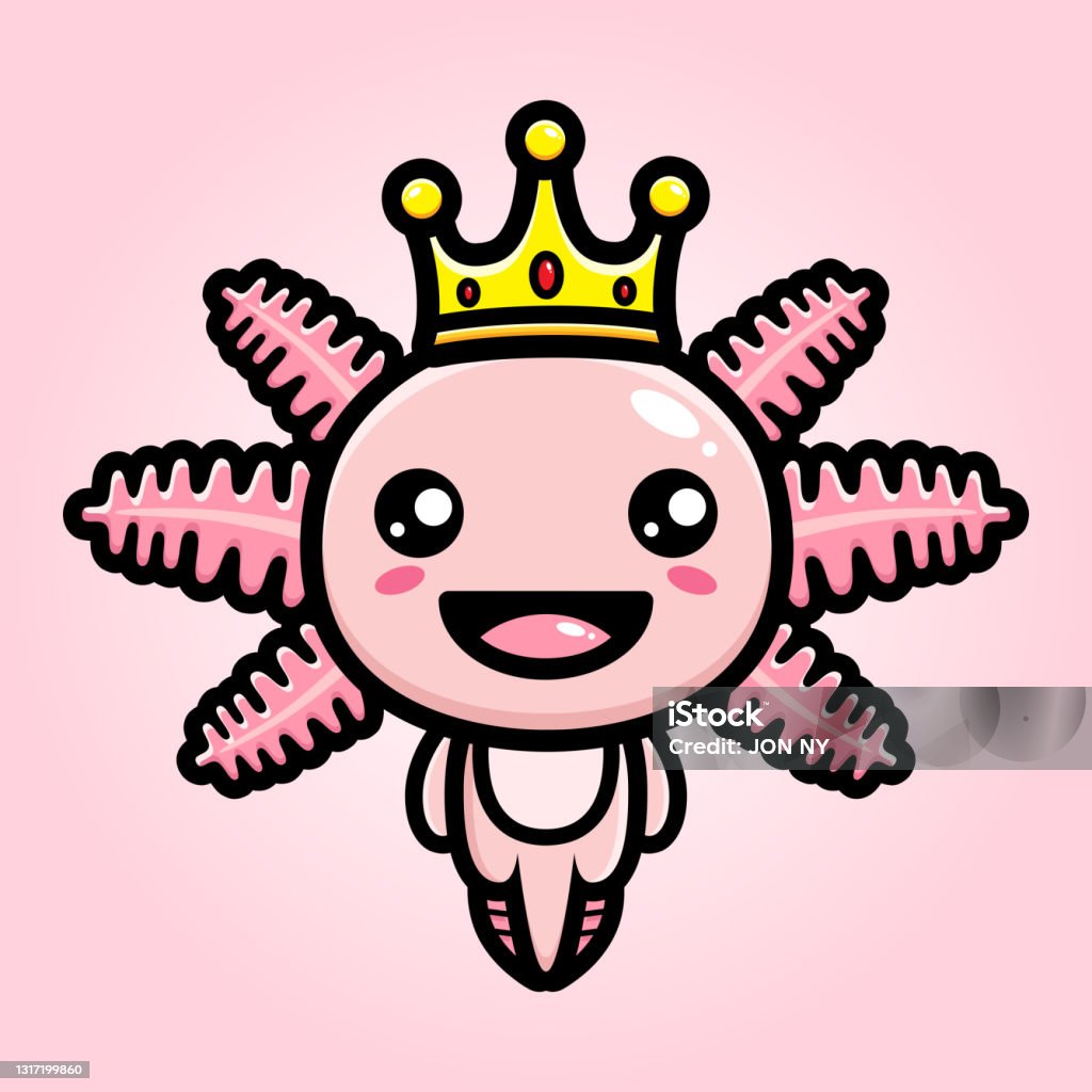 Cute Axolotl Animal Cartoon Characters Become King Stock Illustration -  Download Image Now - Axolotl, Salamander, Albino - iStock