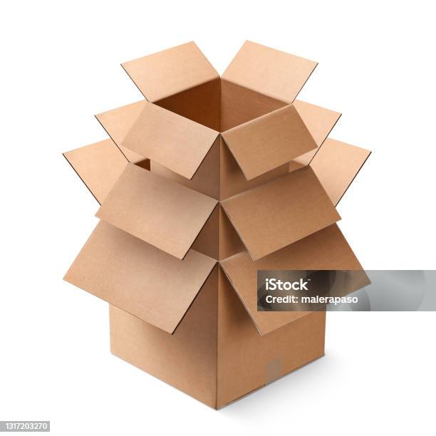 Three Cardboard Boxes Inside One Another Stock Photo - Download Image Now - Russian Nesting Doll, Box - Container, Cardboard Box