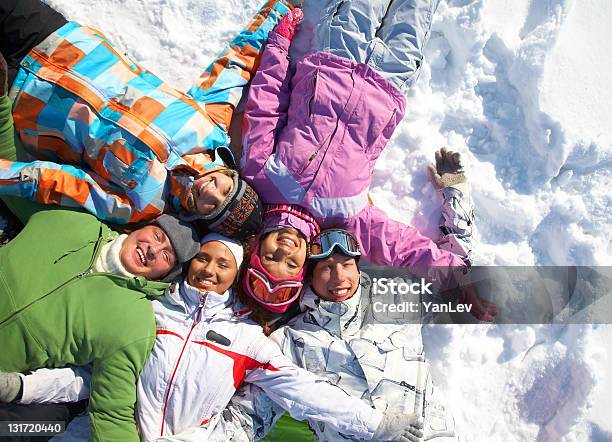 Friends In Winter Stock Photo - Download Image Now - 20-29 Years, Activity, Adolescence