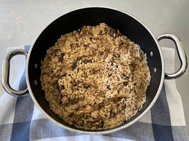 istock Italian Mushroom Risotto in a large pan 1317205091