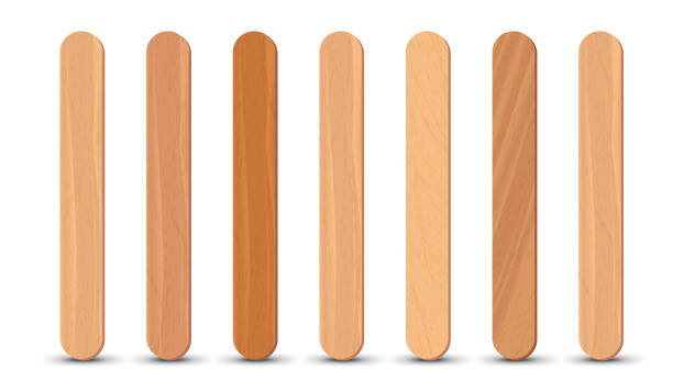 Set of realistic popsicle sticks. Ice lolly sticks, vector illustration, summer season. vector art illustration