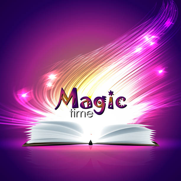 ilustrações, clipart, desenhos animados e ícones de livro de magia aberto - book open magic bible