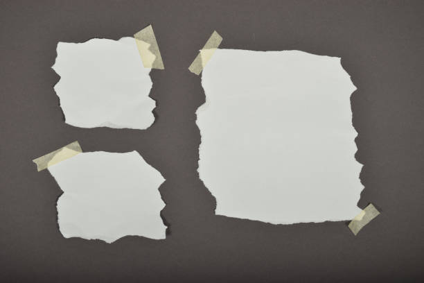 istock Set of torn ripped paper sheets with sticker 1317222775