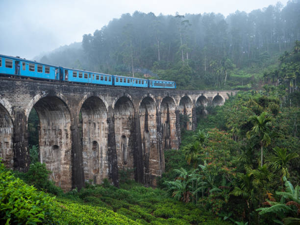 istock Blue train passing on famous nine arch bridge viaduct in Sri Lanka, Ella 1317224962