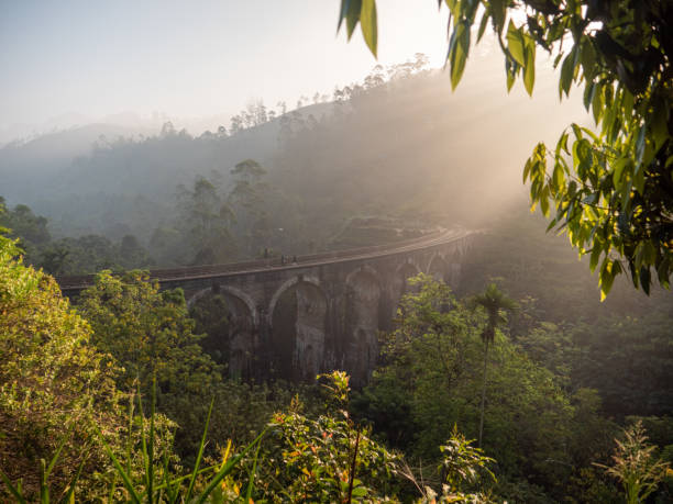 Nine arches Bridge in Sri Lanka at sunset