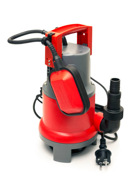 istock Drain pump with red plastic housing on white 1317229772