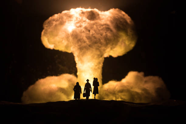 istock Nuclear war concept. Explosion of nuclear bomb. Creative artwork decoration in dark. 1317229900