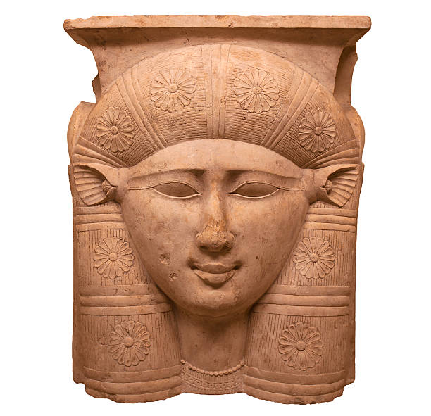 Rosto da Deusa egípcia Hátor - fotografia de stock