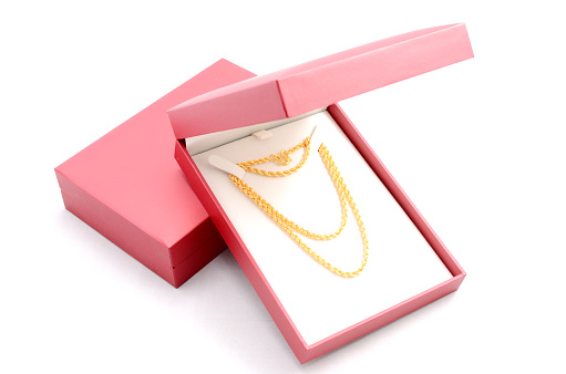 gold necklace in the jewelry box
