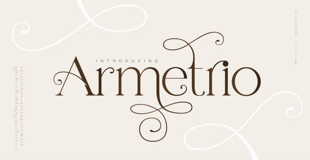 illustrazioni stock, clip art, cartoni animati e icone di tendenza di elegante carattere e numero di lettere dell'alfabeto nuziale. tipografia classica lettering serif fonts decorativo vintage retro design concetto. illustrazione vettoriale - calligrafia