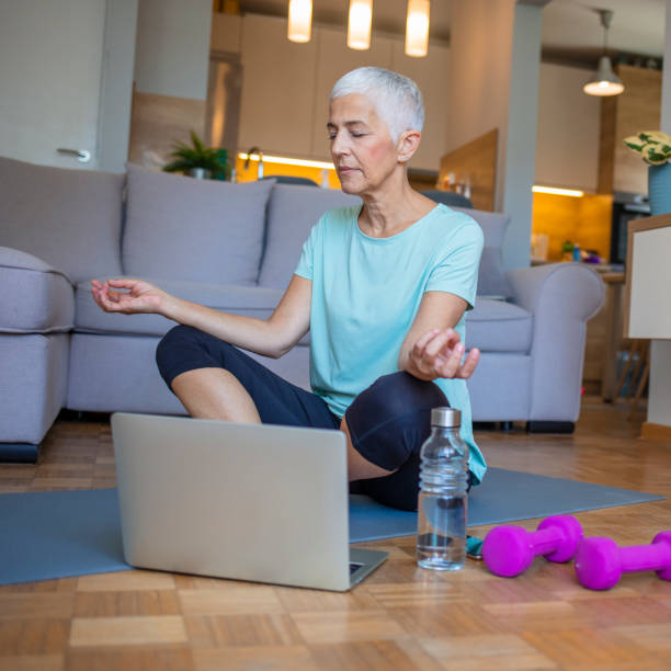 istock Tranquil good-looking woman meditating 1317235146