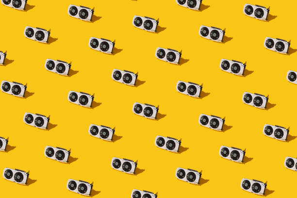 istock Golden pattern from video cards. Cryptocurrency mining and gaming concept 1317235564