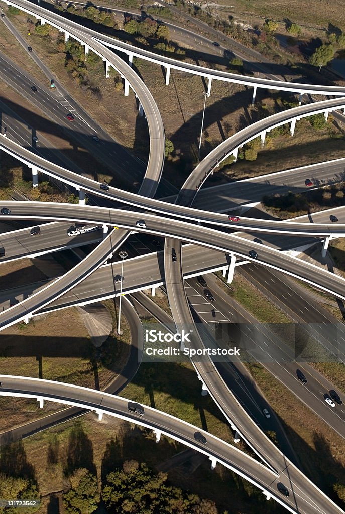 Vista aérea de las autopistas en Austin, Texas - Foto de stock de Aire libre libre de derechos