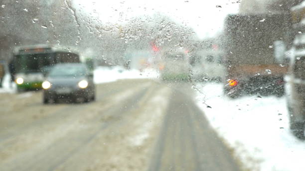 istock Slow driving on messy city roads 1317238342