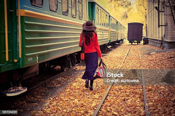 Girl In Train Stock Photo - Download Image Now - 20-29 Years, Adult, Autumn