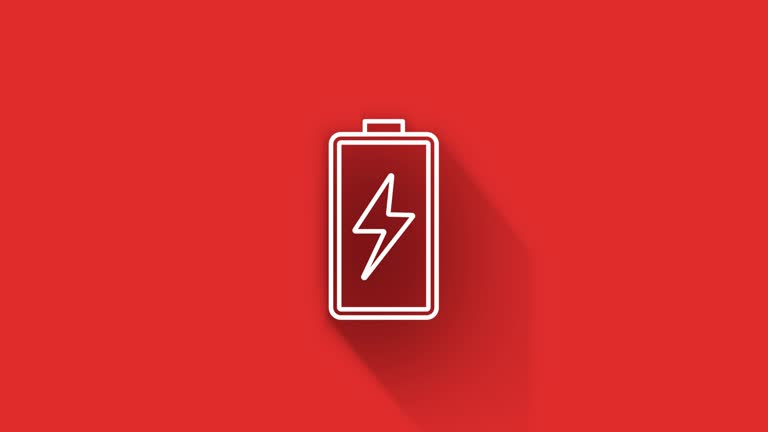 Technology long shadow icon on red background. Information technology. Motion graphics.