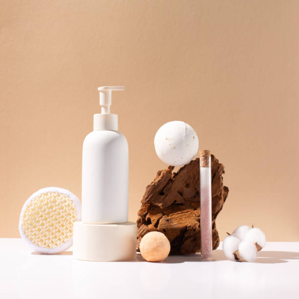 istock Eco-friendly bathroom accessories on natural beige paper background, copy space. 1317242990