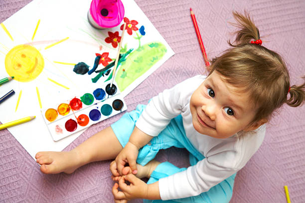 Kids painting stock photo