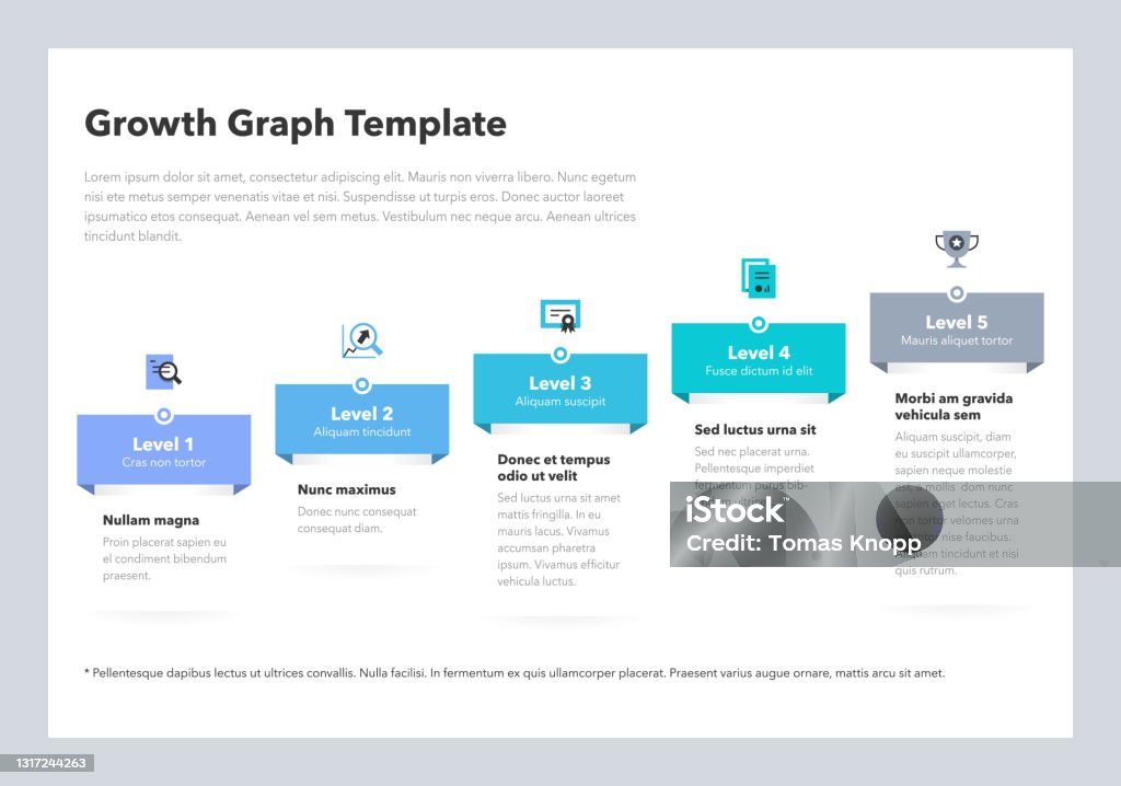 Modernized Step Graph Modern Business Growth Graph Template With Five Successive Steps Stock ...