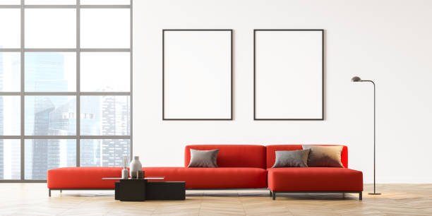 istock Living room interior with two posters and sofa 1317244928