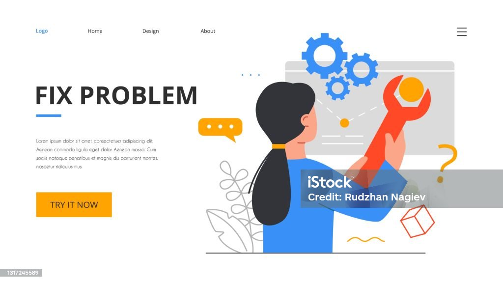 Software Problem Art Female Character Fixig Software Problem Stock Illustration - Download ...