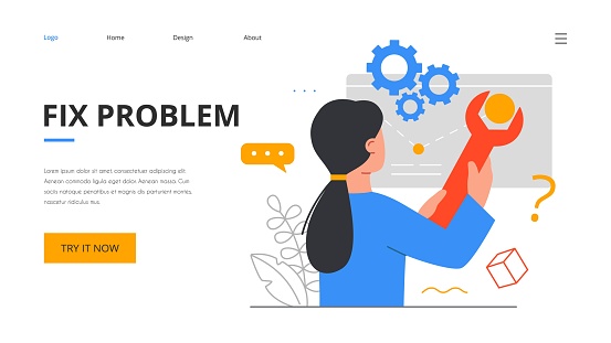 Fixing Software Problem Female Character Fixig Software Problem Stock Illustration - Download ...