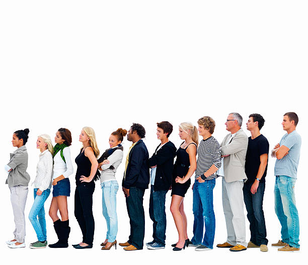 istock Group of men and women in a row 131724639