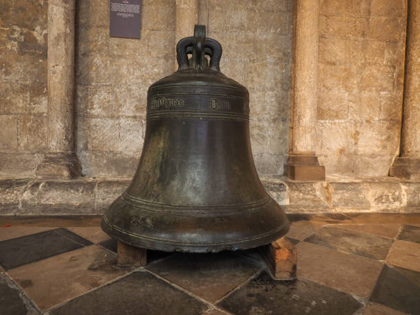 Bell at Ely Cathedral Ely, Uk - Circa October 2018: St Nicholas Church bell now at Ely Cathedral after it fell in 1898 ely england photos stock pictures, royalty-free photos & images