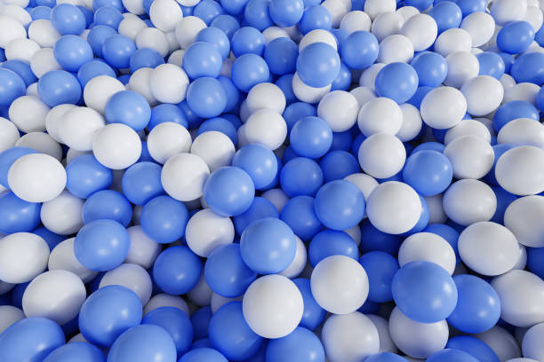 istock Blue and white balls or spheres background, 3d render illustration 1317249242