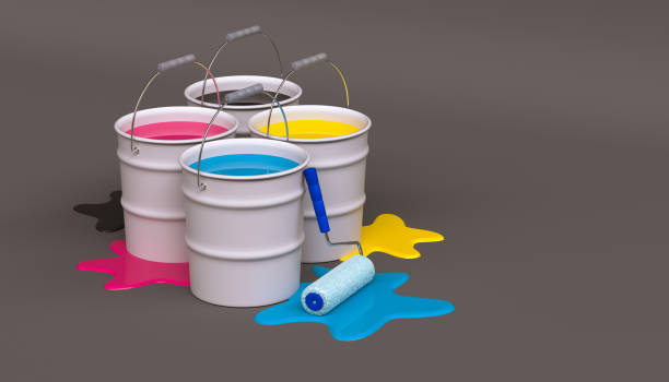 istock buckets of paint  - 3D rendering 1317250237