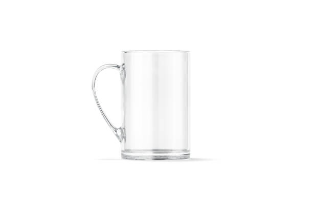 istock Blank glass narrow 11oz mug with handle mockup, front view 1317251044