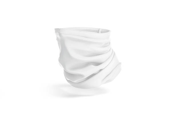 istock blank white neck gaiter mockup, half-turned view, no gravity 1317251523