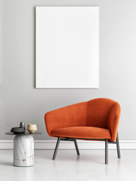 istock Mockup poster, an armchair in minimal interior design. 1317253801