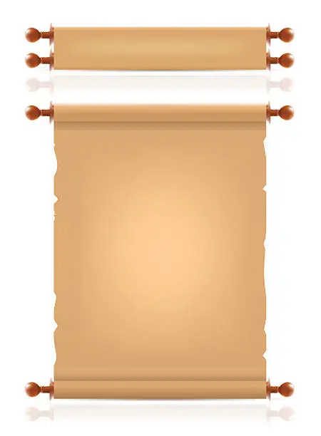 Vector illustration of A scroll shown rolled up and also rolled out