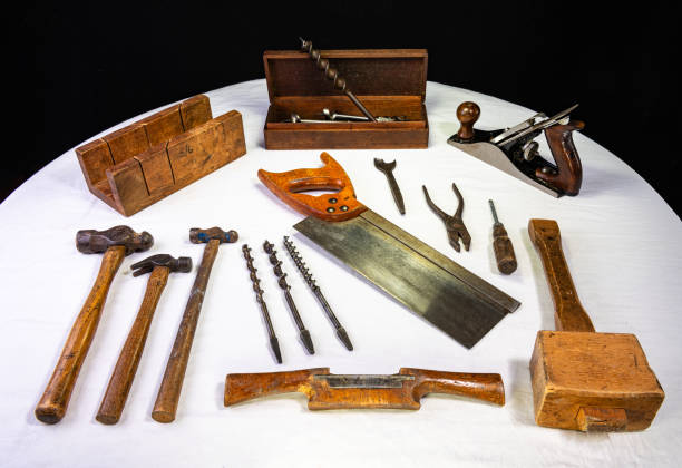 istock Traditional Woodworking Tools laid out on a dust sheet 1317254592