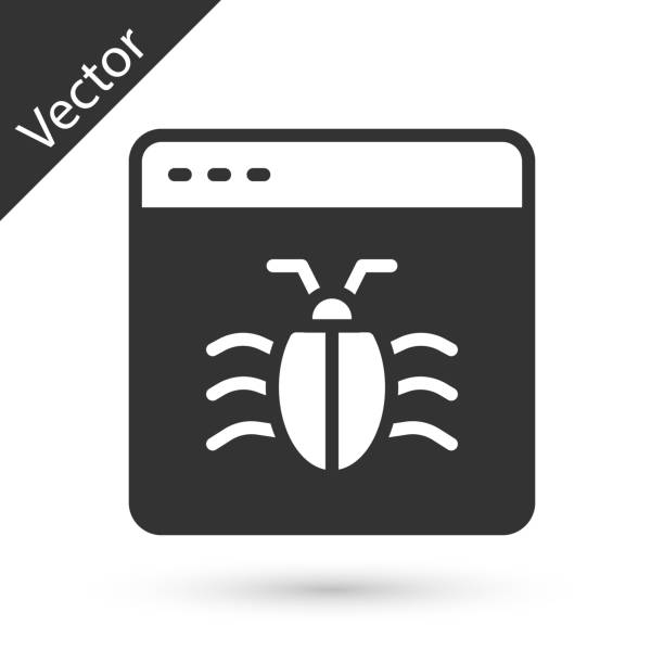 Grey System bug concept icon isolated on white background. Code bug concept. Bug in the system. Bug searching. Vector Grey System bug concept icon isolated on white background. Code bug concept. Bug in the system. Bug searching. Vector. debugging stock illustrations