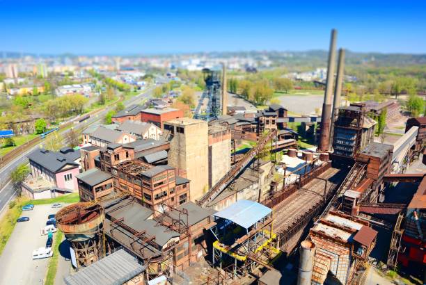 istock Tilt-shift ironworks factory, aerial view. 1317256816