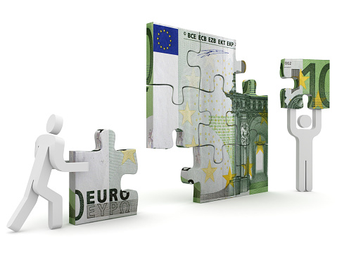 Euro money finance business teamwork puzzle