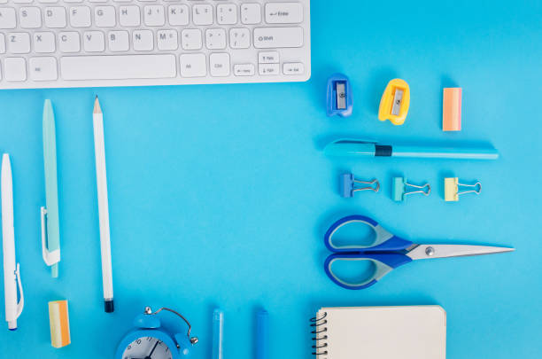 istock School supplies on blue background. Back to school. Banner. 1317257365