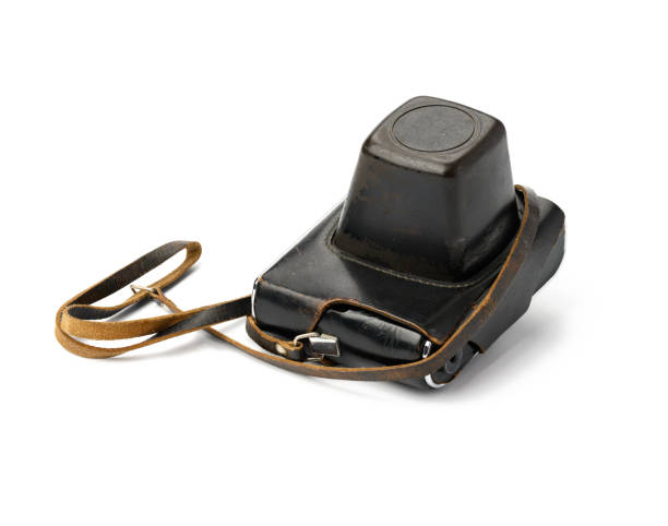 istock vintage film camera in brown leather case with strap isolated on white background 1317258777
