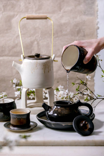 istock White and black handmade ceramic teapot for tea ceremony 1317259072