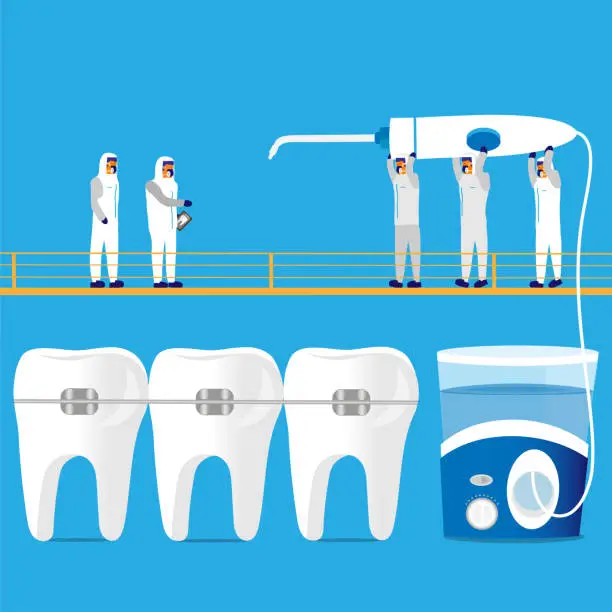 Vector illustration of Water flosser for braces