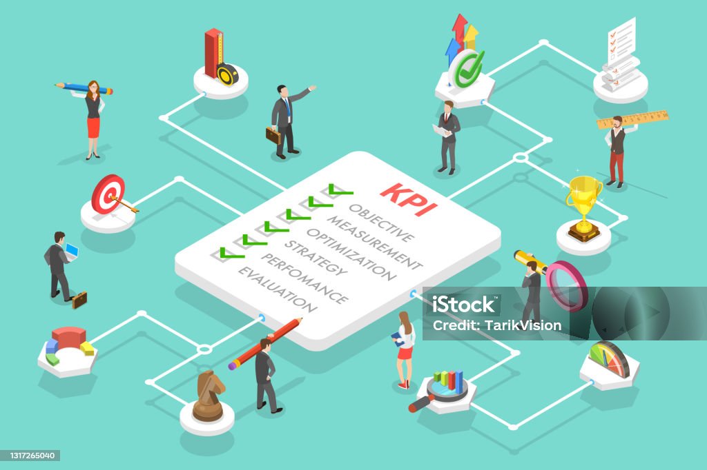 Kpi Scale Image 3d Isometric Flat Vector Conceptual Illustration Of Kpi Key Performance ...