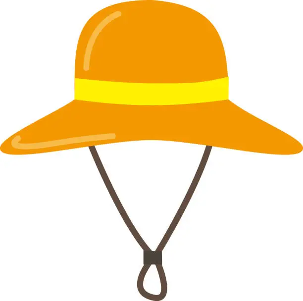 Vector illustration of Orange outdoor hat with a simple touch